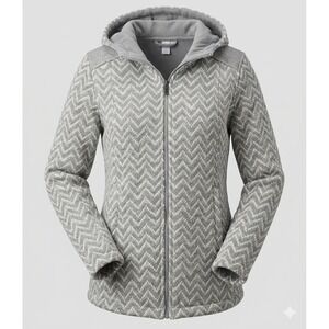 Bench Urbanwear Womens Grey Chevron Knit Fleece Lined Full Zip Hooded Jacket L